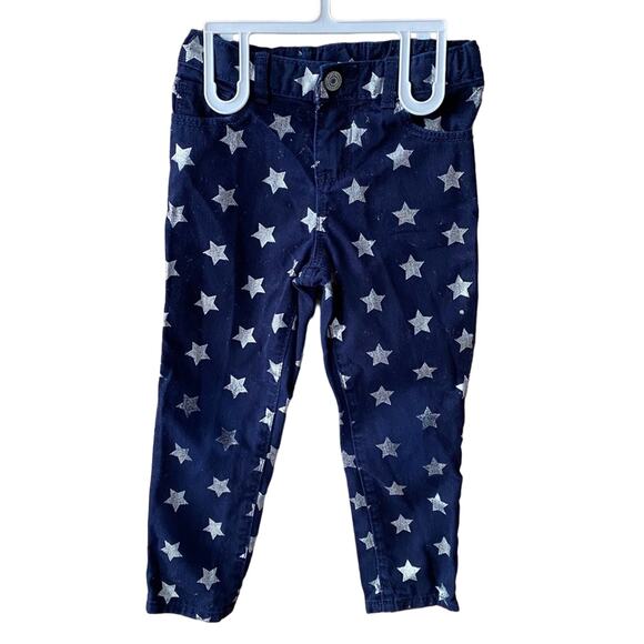 Gap Kids Girlfriend Jeans sz 4T Star Print Jeans adjustable waist tabs - Picture 1 of 6